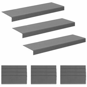 vidaXL Tapetes para escadas 15 unid. 65 x 21 x 4 cm Cinzento-claro