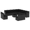 vidaXL 14 pcs conjunto de sof&aacute;s p/ jardim c/ almofad&otilde;es vime PE preto