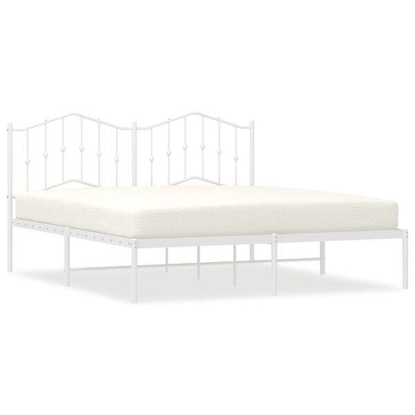 vidaXL Estrutura de cama com cabeceira 160x200 cm metal branco