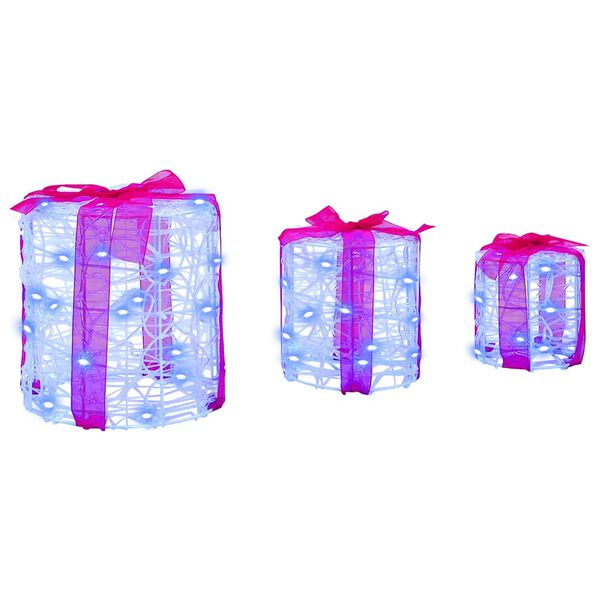 vidaXL Decora&ccedil;&atilde;o Caixa de Presente 3 pcs Azul 20 x 20 x 21 cm Acr&iacute;lo