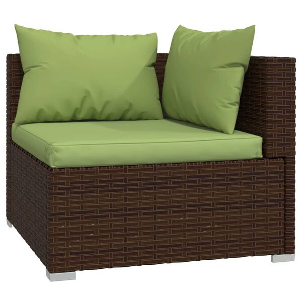 vidaXL 14 pcs conjunto lounge de jardim c/ almofad&otilde;es vime PE castanho