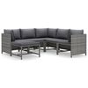 vidaXL 6 pcs conjunto lounge de jardim c/ almofadões vime PE cinzento