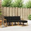 vidaXL Conjunto de Sof&aacute;s para Exterior 4 pcs Natural e Preto