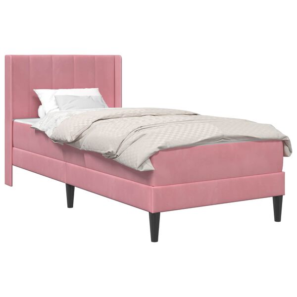 vidaXL Estrutura da Cama com colch&atilde;o Rosa 80 x 200 cm Veludo