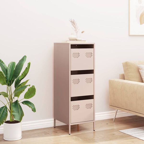 vidaXL Aparador alto 39x35x103,5 cm aço rosa