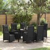 vidaXL Conjunto de Jantar para Jardim com almofada 7 pcs Preto vime PE