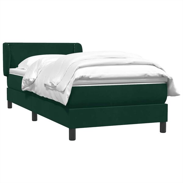 vidaXL Cama com molas/colch&atilde;o verde-escuro 80x220 cm veludo