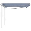 vidaXL Toldo retr&aacute;til autom&aacute;tico com postes 4,5x3,5 m azul e branco