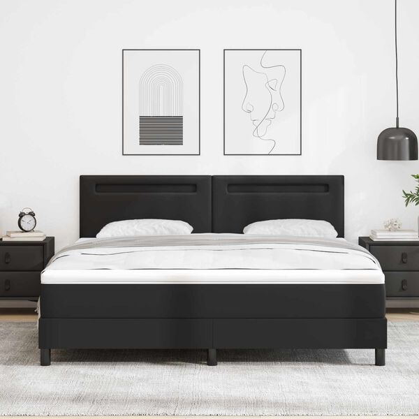 vidaXL Cama Box com colch&atilde;o Preto 180 x 200 cm Couro sint&eacute;tico