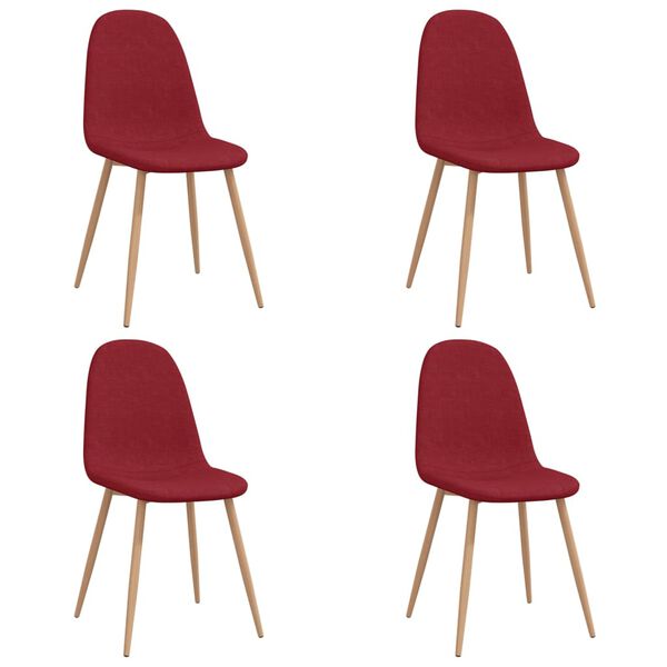vidaXL Cadeiras de jantar 4 pcs tecido vermelho tinto