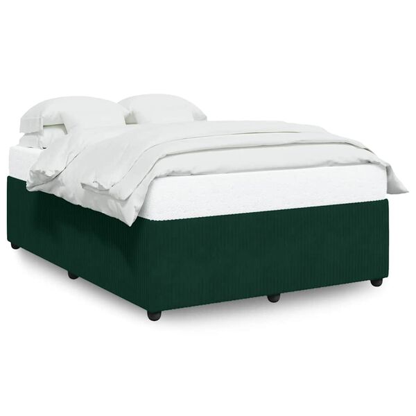 vidaXL Estrutura de cama sem colchão 140x190 cm veludo verde-escuro