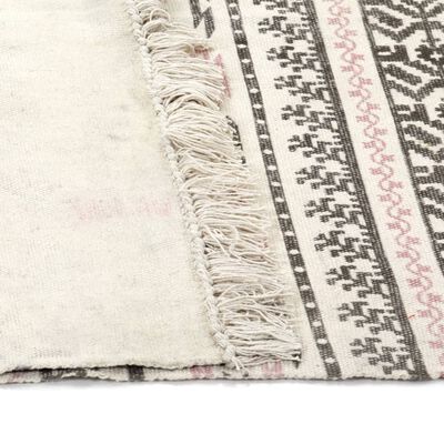 vidaXL Tapete Kilim em algodão 120x180 cm com padrão cinzento/rosa