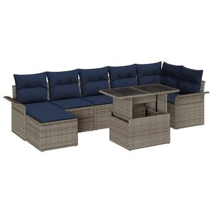 vidaXL Conjunto de Sof&aacute; de Jardim com almofada 8 pcs Cinzeto