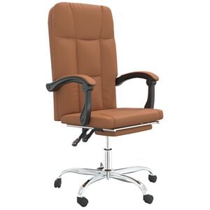 vidaXL Cadeira de escrit&oacute;rio reclin&aacute;vel couro artificial castanho