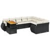 vidaXL 10 pcs conjunto sof&aacute;s de jardim c/ almofad&otilde;es vime PE preto