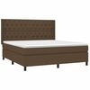 vidaXL Cama box spring c/ colch&atilde;o/LED 160x200cm tecido castanho-escuro