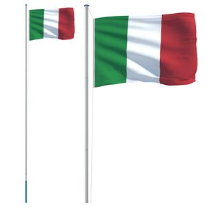 vidaXL Bandeira da It&aacute;lia e mastro 6,08 m alum&iacute;nio