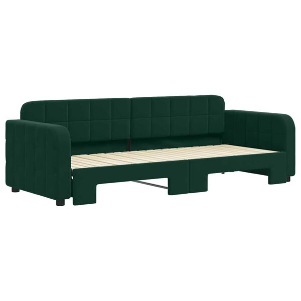 vidaXL Sof&aacute;-cama com gavet&atilde;o 80x200 cm veludo verde-escuro
