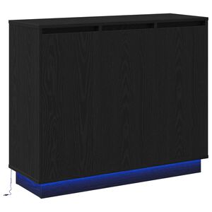 vidaXL Aparador LED Carvalho Preto 90 x 32 x 75 cm