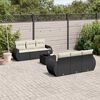vidaXL 7 pcs conjunto de sofás p/ jardim c/ almofadões vime PE preto