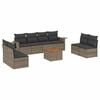 vidaXL 9 pcs conjunto sof&aacute;s p/ jardim com almofad&otilde;es vime PE cinzento