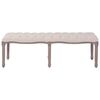 vidaXL Banco em tecido e madeira maciça 59.1"x15.7"x18.9" branco nata