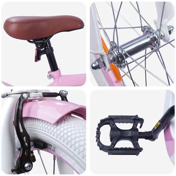 vidaXL Bicicleta Infantil 18 Polegadas para 5-7 anos Rosa Claro