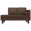 vidaXL Chaise longue com almofad&otilde;es e rolo couro artificial castanho