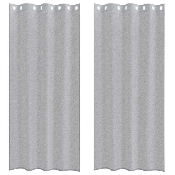 vidaXL Cortina de Voile 2 pcs Cinza Escuro 245 x 140 cm Poli&eacute;ster
