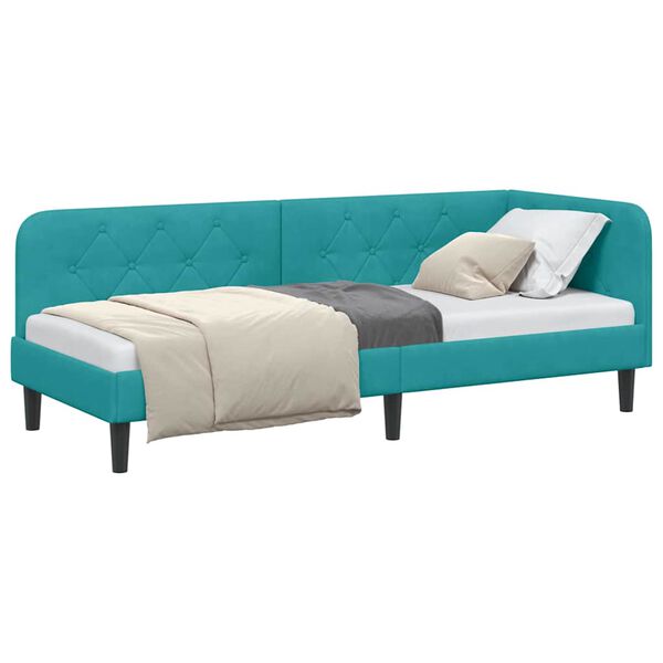 vidaXL Estrutura de Cama de Canto Turquesa 80 x 200 cm Veludo