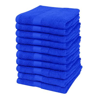vidaXL Conjunto toalhas hóspedes 10pcs algodão 500g 30x50cm azul real