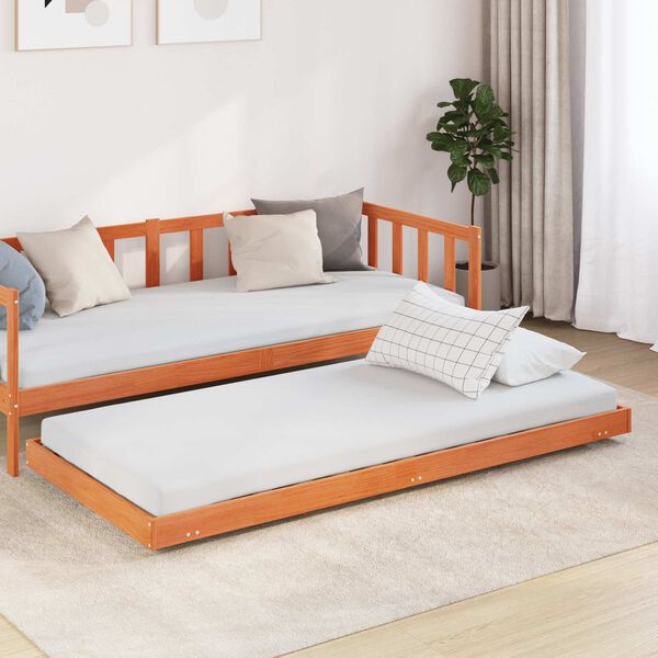 vidaXL Estrutura da Cama Marrom Cera 90 x 190 cm