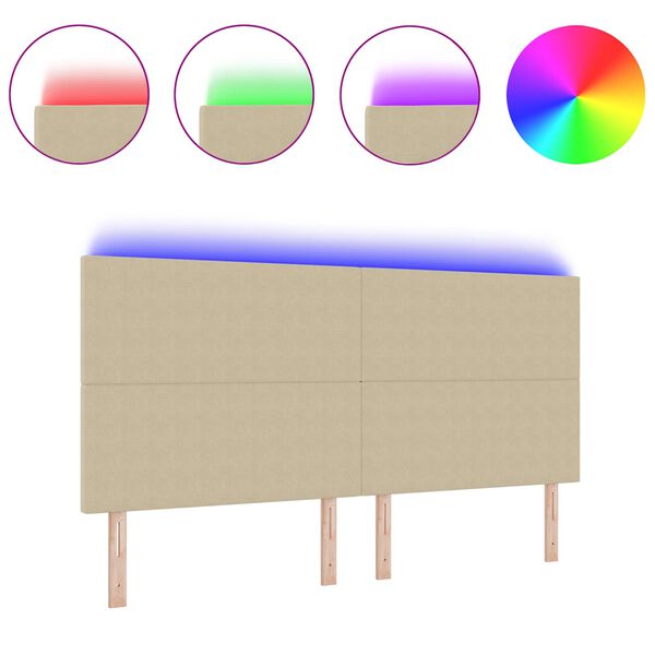 vidaXL Cabeceira LED com cabeceira Manual Cinza Verde 200 cm Poli&eacute;ster