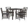 vidaXL Conjunto de Jantar para Exterior 5 unid. Preto vime PE