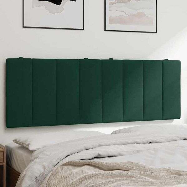 vidaXL Almofad&atilde;o de cabeceira Hanko 140 cm veludo verde-escuro