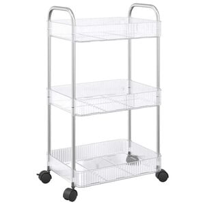 vidaXL Carrinho arruma&ccedil;&atilde;o 3 camadas transparente 37x28x68 cm acr&iacute;lico