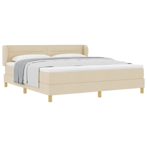 vidaXL Cama Box com colch&atilde;o com cabeceira Creme 180 x 200 cm tecido