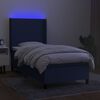 vidaXL Cama box spring c/ colch&atilde;o e LED 90x200 cm tecido azul