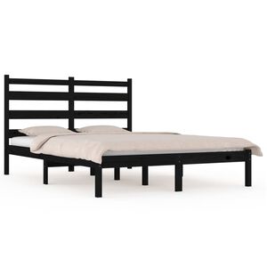 vidaXL Estrutura de cama 200x200 cm pinho maci&ccedil;o preto
