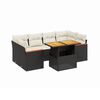 vidaXL 7 pcs conjunto de sof&aacute;s p/ jardim c/ almofad&otilde;es vime PE preto