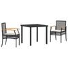 vidaXL Conjunto de Jantar para Jardim com almofada 5 pcs Preto Vime