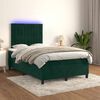 vidaXL Cama box spring c/ colch&atilde;o/LED 120x200 cm veludo verde-escuro
