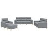 vidaXL 4 pcs conjunto de sof&aacute;s com almofadas tecido cinzento-claro