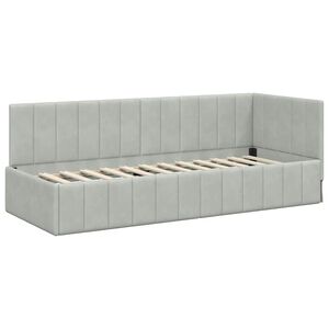 vidaXL Estrutura de Cama de Canto Cinzento-claro 80 cm x 200 cm Veludo