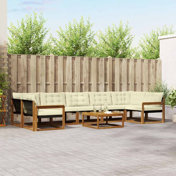 vidaXL Conjunto de Sof&aacute;s para Exterior 8 pcs Natural e Creme