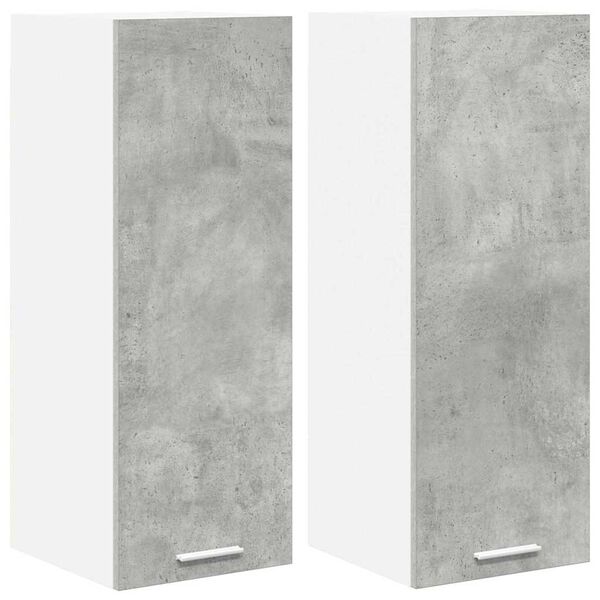 vidaXL Arm&aacute;rio suspenso 2 pcs Cinza Concreto e Branco 30 x 31 x 80 cm