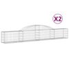 vidaXL Cestos gabi&atilde;o arqueados 2 pcs 300x30x40/60 cm ferro galvanizado