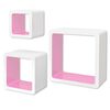 vidaXL Prateleiras de parede cubo 6 pcs branco e rosa