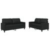 vidaXL 2 pcs conjunto de sof&aacute;s com almofad&otilde;es couro artificial preto