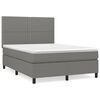 vidaXL Cama com molas/colch&atilde;o 140x190 cm tecido cinzento-escuro